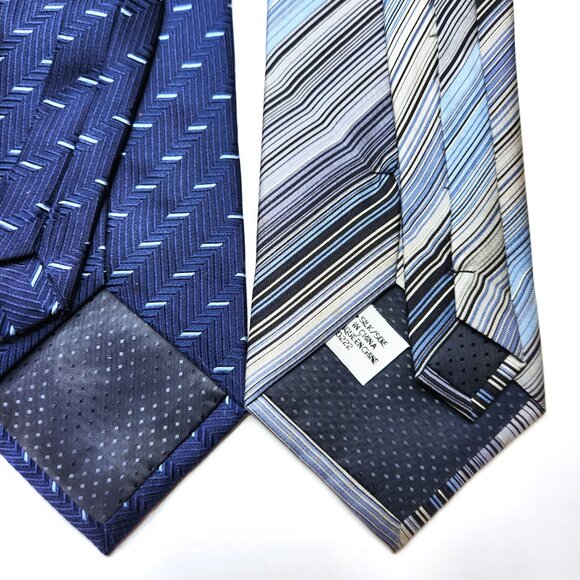 Necktie Lot of Four Men's Blue Ties Geometric Stripes Various Styles - Picture 7 of 7